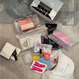 Home Gel Nail Art Kit with Glitter Powders & UV Lamp